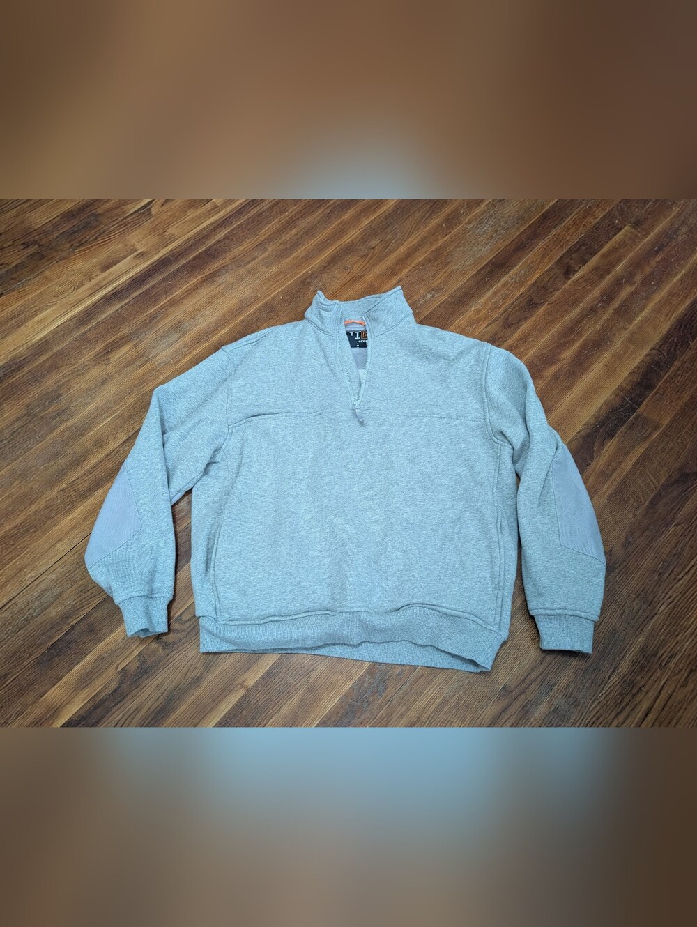 5.11 Tactical Pullover Mens Large 1/4 Zip Sweater Elbow Patches Gray Military